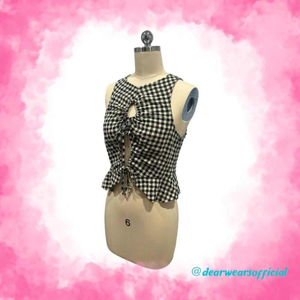 Topshop Black and White Gingham Crop Top